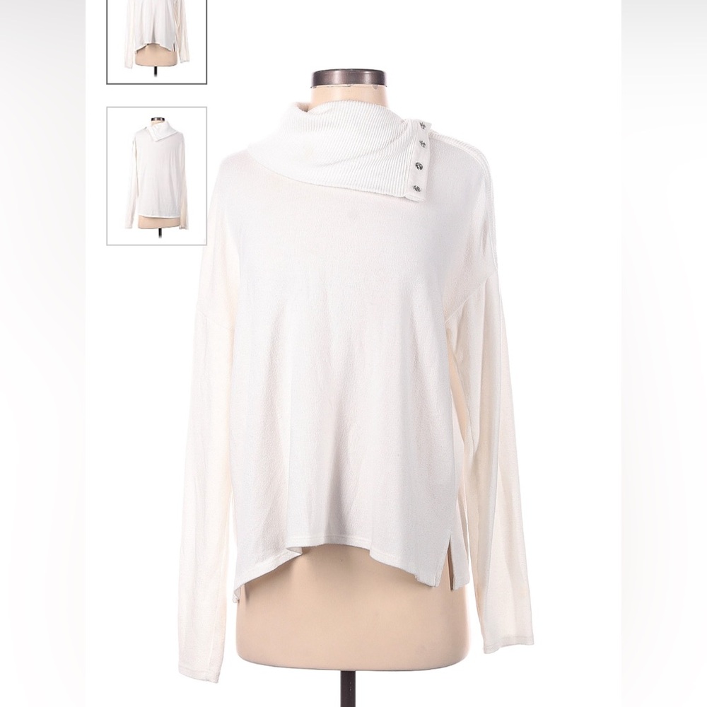 Michael stars white long sleeve with buttons on side of collar